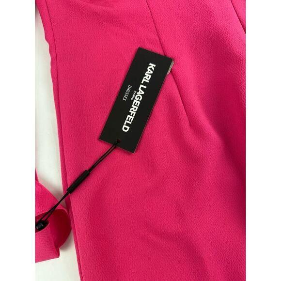 Karl Lagerfeld Paris Size 8 NWT Women's Hot Pink Knee Length Dress Bell Sleeves - Picture 13 of 13